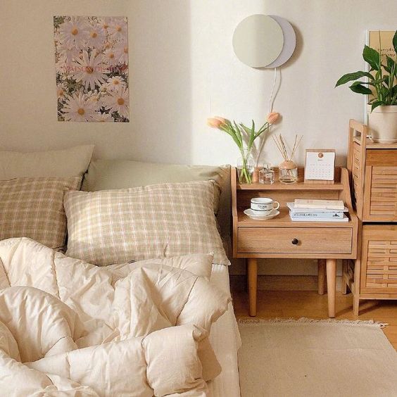 105 Mẫu Decor trang trí phòng ngủ đẹp kiểu Hàn tone beige