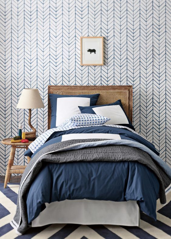 105 Mẫu Decor trang trí phòng ngủ đẹp với giấy dán tường họa tiết hình học