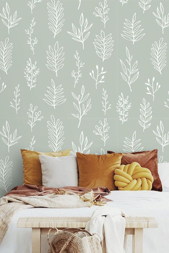 100 Cách Decor phòng ngủ Chill với giấy dán tường tone xanh lá