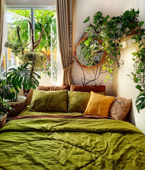 100 Cách Decor phòng ngủ Chill với tone xanh lá