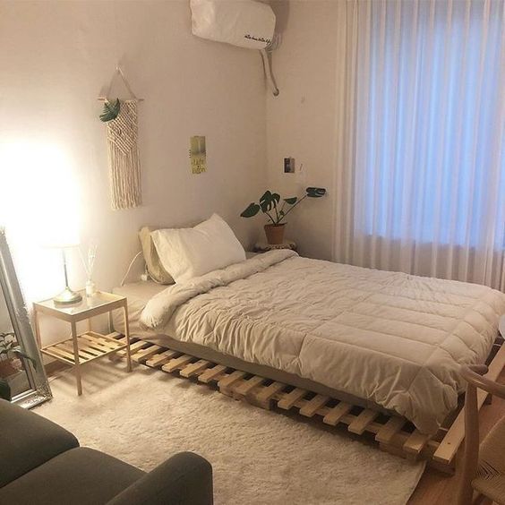 106 Cách Decor phòng ngủ Vintage Hàn Quốc với giường pallet