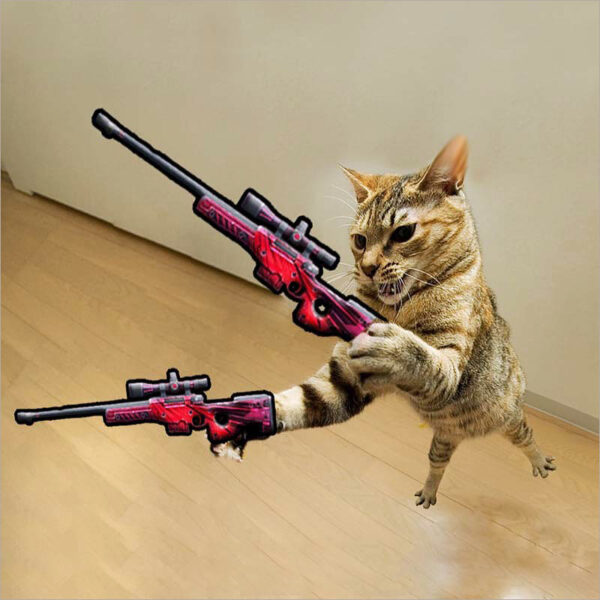 (Ảnh Mèo Ngầu) Mèo FF Hai Tay Cầm Hai Súng đỏ Liên Quân