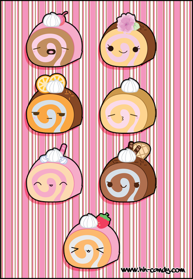 Hình Ảnh Sticker Đẹp Những Chiếc Bánh Bông Lan Cuộn Cute