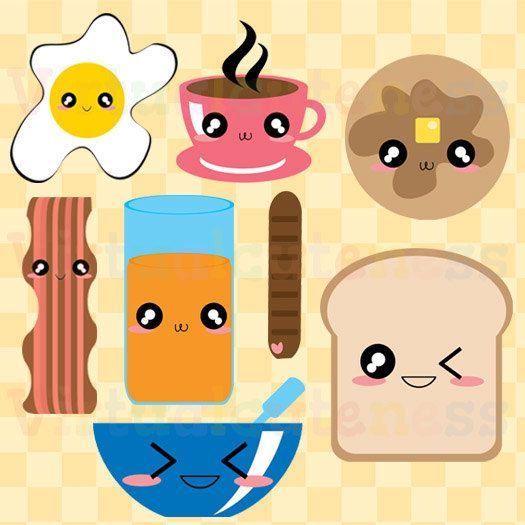 Hình Ảnh Sticker Đẹp Trứng ốp La, Bánh Mì, Nước Cam