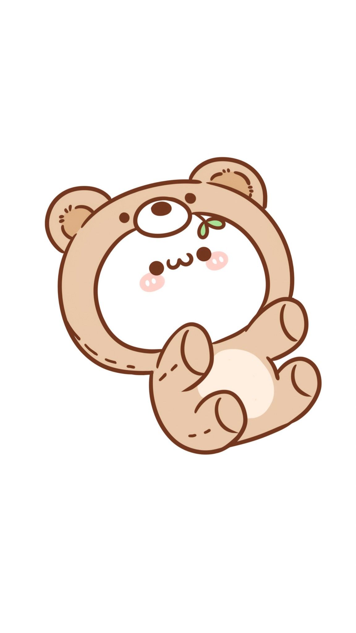 (Hình ảnh Sticker Cute Lá Chona) Sticker Lá Chona Nằm Trong Chú Gấu Bông Dễ Thương
