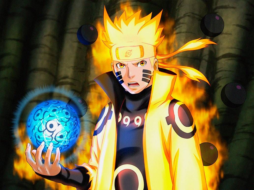 ảnh Naruto Lục đạo Cầm Quả Cầu Phép Thuật Màu Xanh