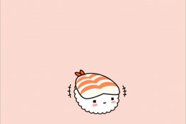 avatar sticker dephinh nen mau hong pastel tron sushi com cuon x