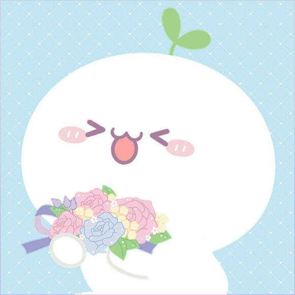 sticker ngo nghinh Hinh ve Sticker Cute cu cai trang cam hoa