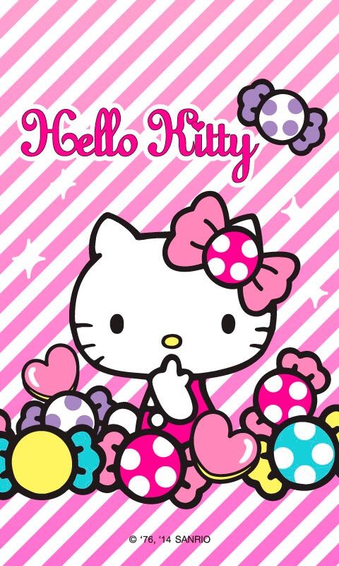 (ảnh Mèo Hello Kitty) Tải ảnh Hello Kitty Bên Những Chiếc Kẹo Ngọt đầy Sắc Màu Siêu đáng Yêu