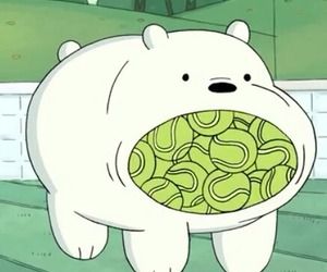 ảnh Gấu Panda Trắng Miệng đầy Trái Bóng Tennis