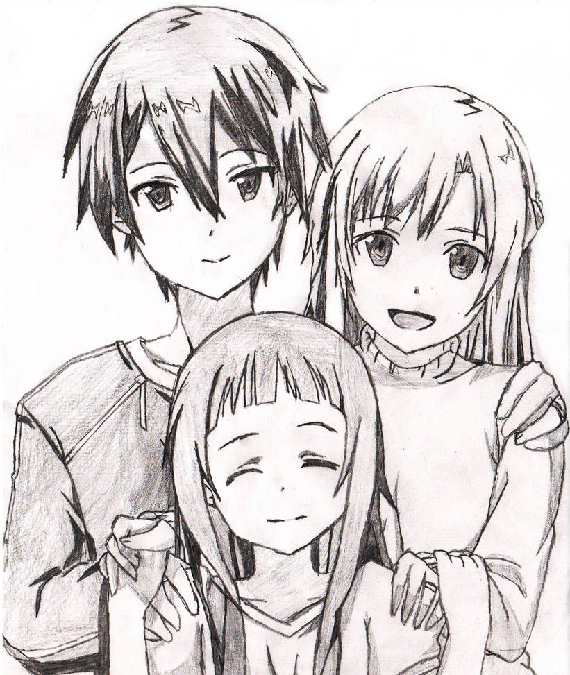 ảnh Kirito Và Asuna đen Trắng Lúc Nhỏ Cute
