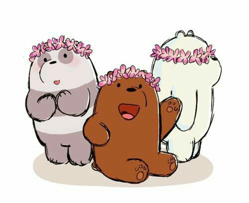 Gấu Trúc Hài Hước 3 Chú Gấu đầu đeo Vòng Hoa Cute