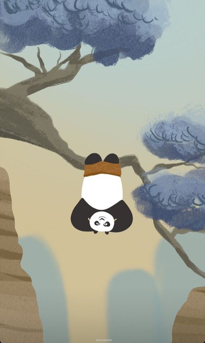 Gấu Trúc Hoạt Hình Kungfu Panda Vắt Vẻo Trên Cành Cây