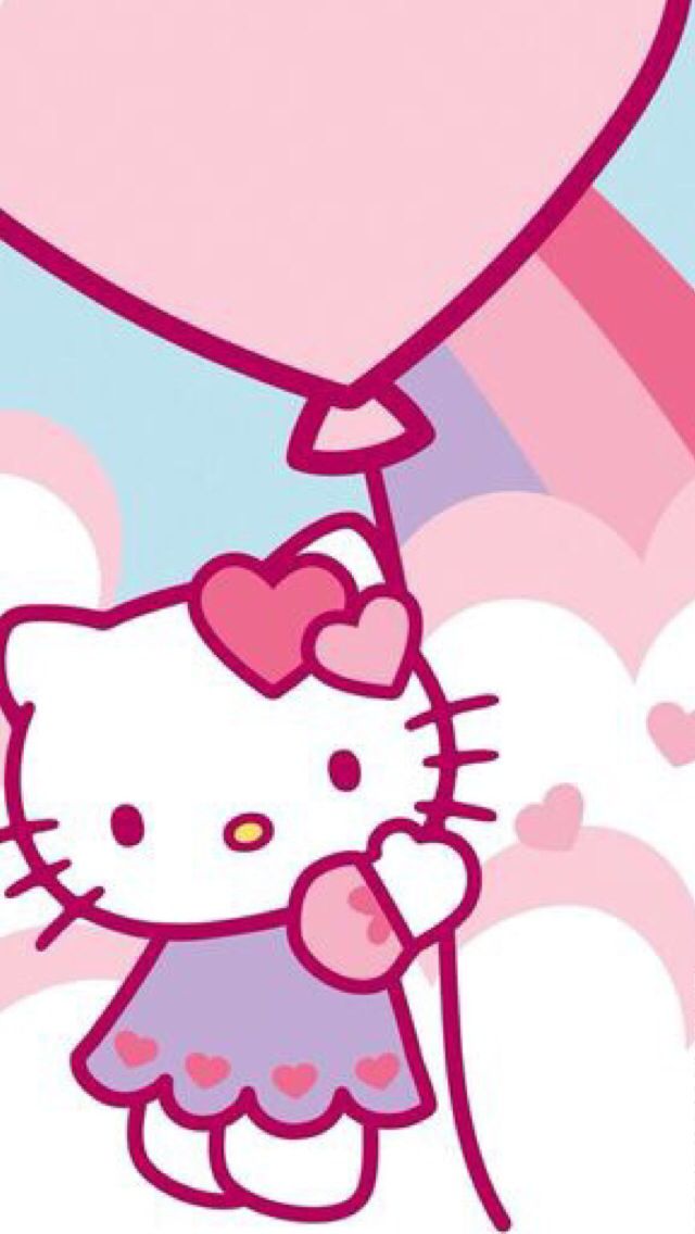 (hình Hello Kitty) ảnh đại Diện Hello Kitty Bên Trái Bóng Bay Màu Hồng Siêu Dễ Thương