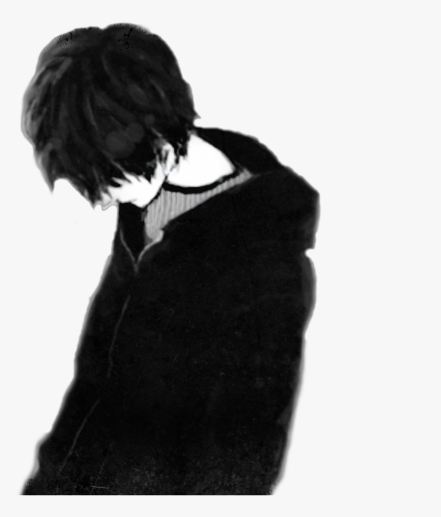 Ảnh Sadboiz Anime Chàng Trai áo đen Cúi Mặt Buồn