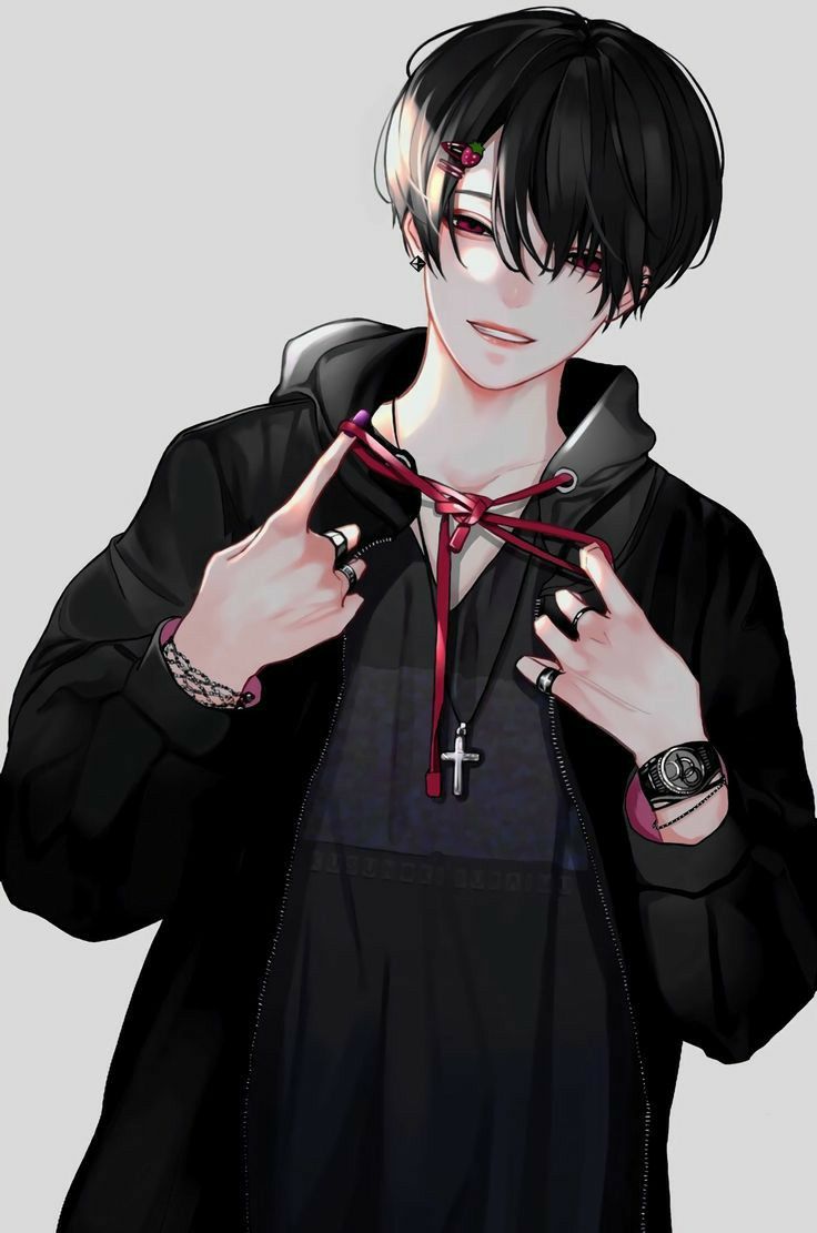Ảnh Sadboiz Anime Chàng Trai áo đen Mỉm Cười Hiền Hòa