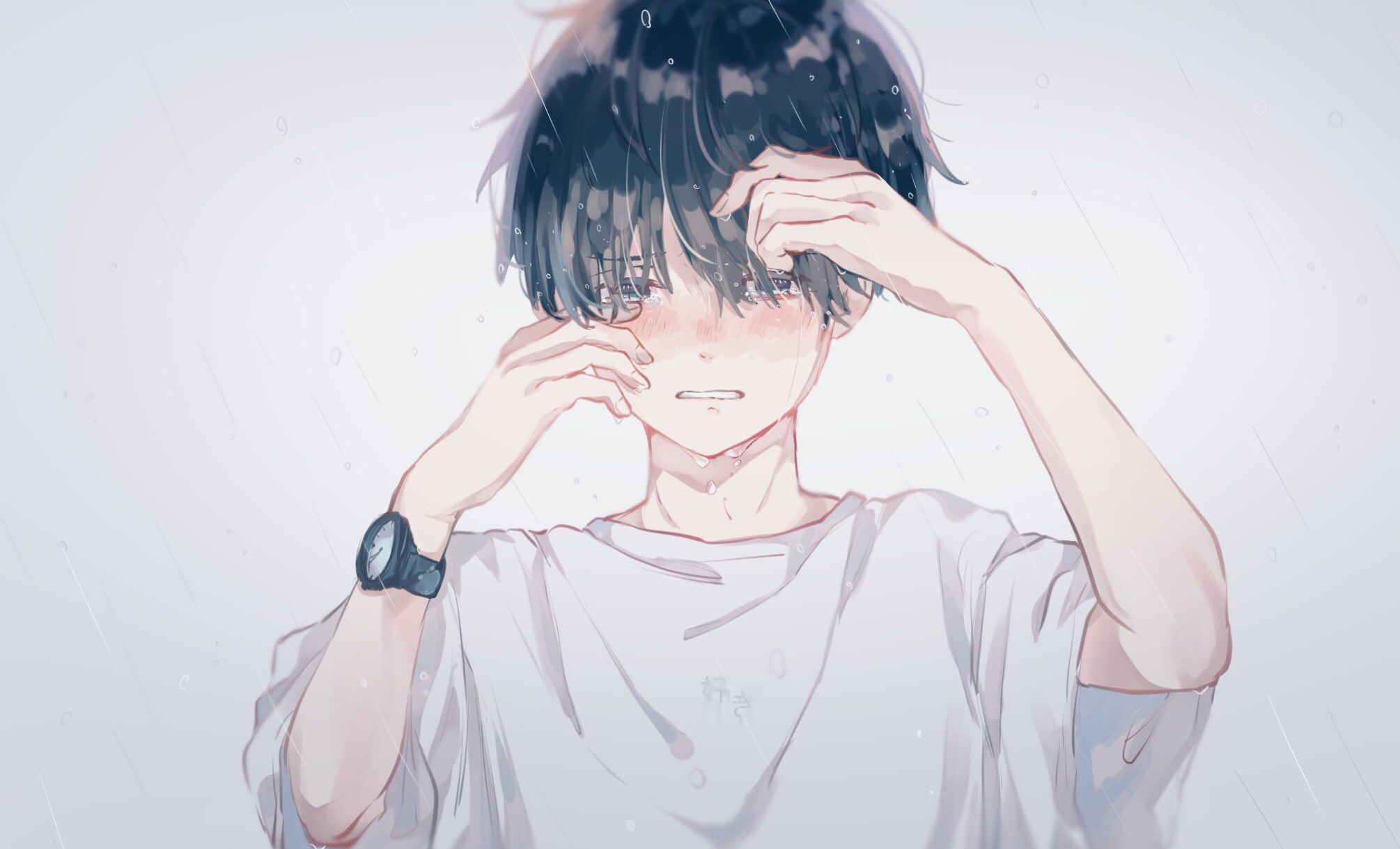 Hình ảnh Sad Boy Anime Chàng Trai Mặc áo Thun Trắng