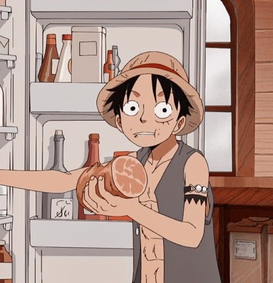 Tải ảnh Luffy Cute Mở Tủ Lạnh Lấy đồ ăn