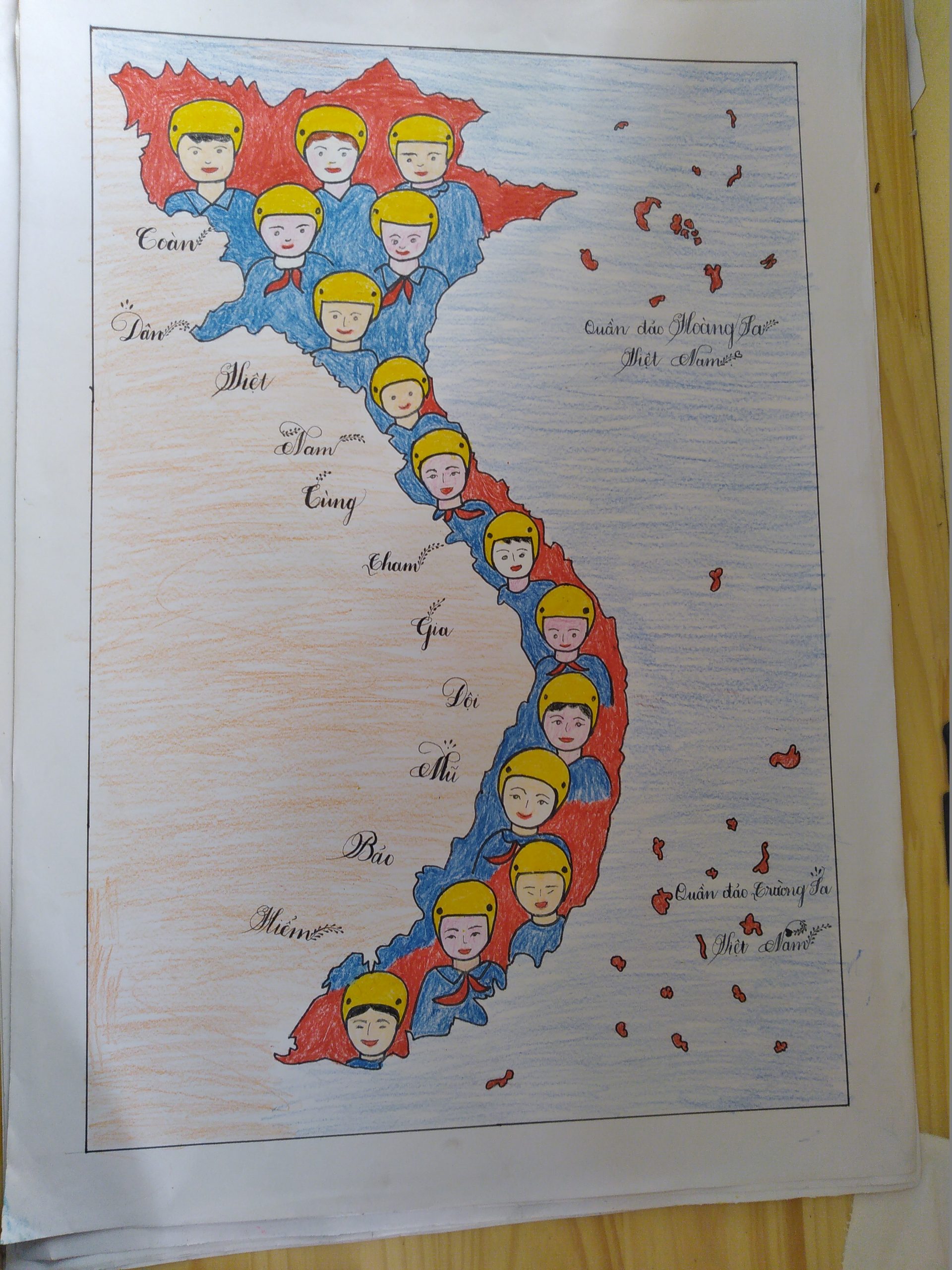 Vẽ Tranh đội Mũ Bảo Vệ Chúng Mình Hình Bản đồ Việt Nam đẹp ý Nghĩa