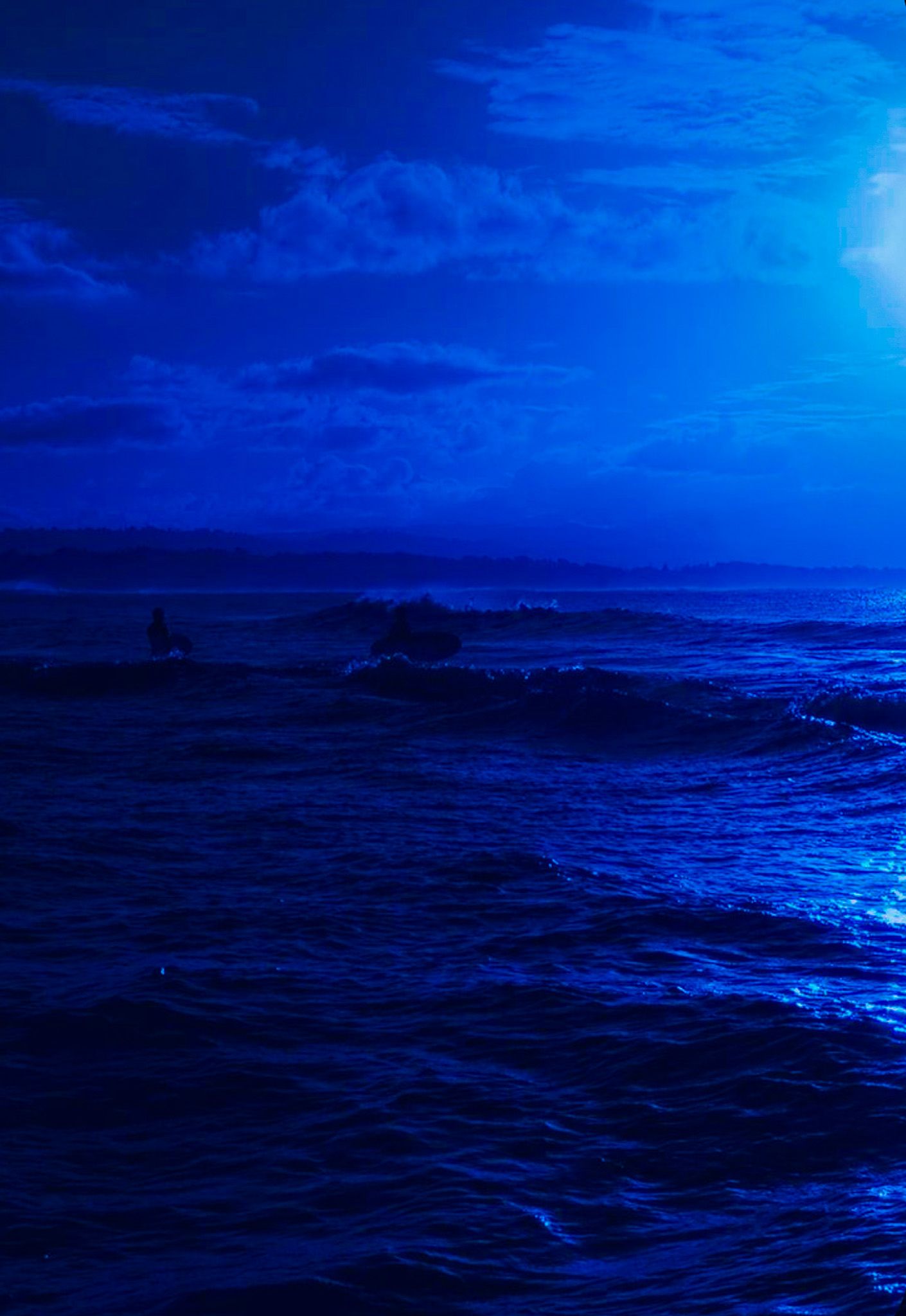 Background Xanh Dương đẹp Xịn Cảnh Biển đêm Cho điện Thoại