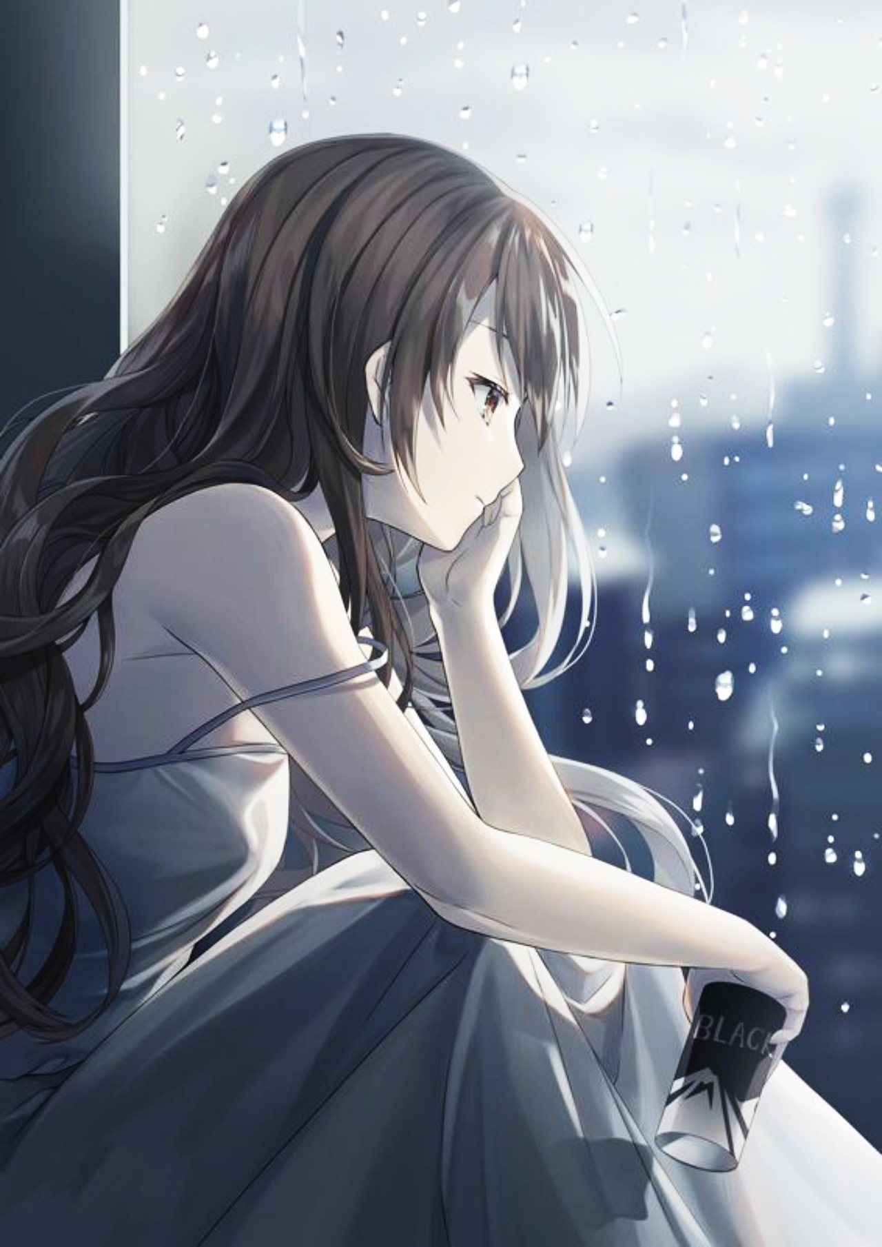 Hình ảnh Anime Buồn Cô Gái Cô đơn Bên Khung Cửa Sổ