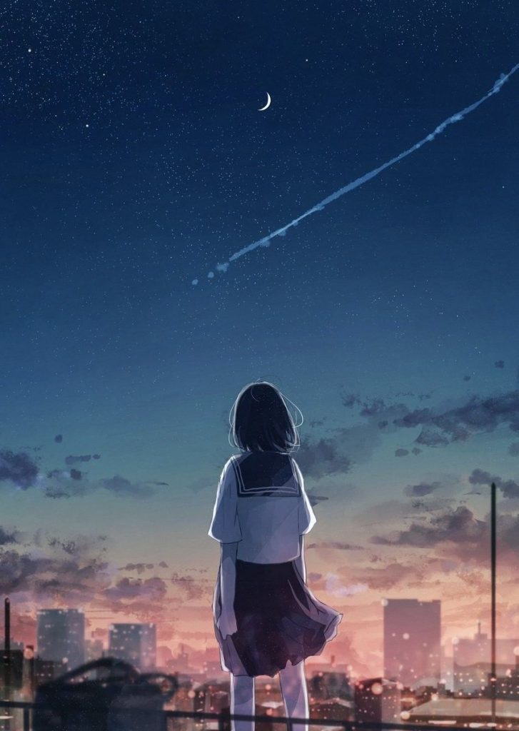 Hình ảnh Cô Gái Nữ Buồn Một Mình Quay Lưng Cô đơn Anime Buồn