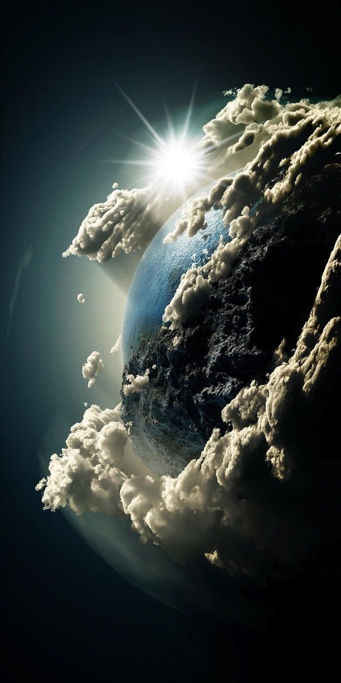 Hình Nền Vũ Trụ 3D Với ánh Sáng Xuyên Qua Những Tầng Mây
