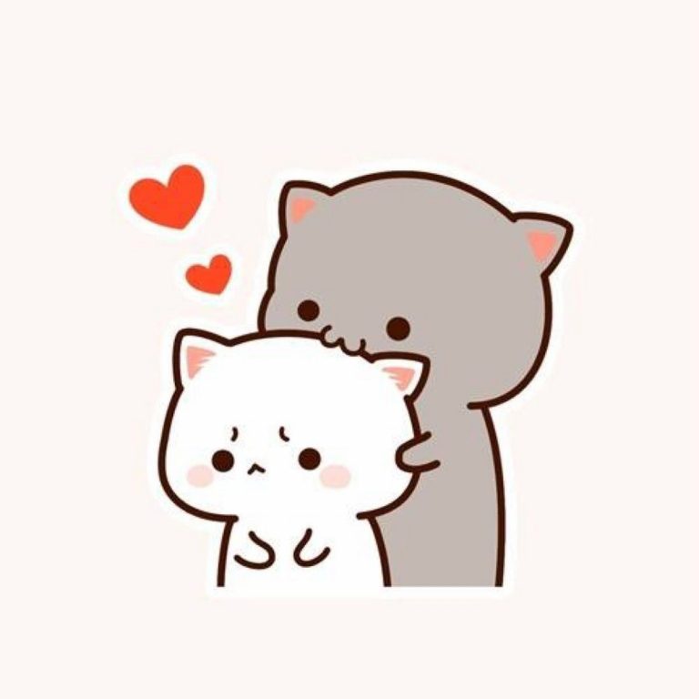 Hình Vẽ Chibi Cute đáng Yêu Mèo Trắng Và Mèo Xám
