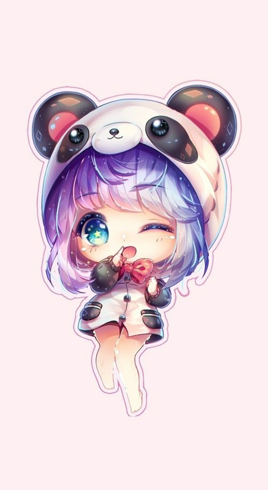 Hình Vẽ Chibi Cute Nữ Mặc Quần áo Gấu Trúc