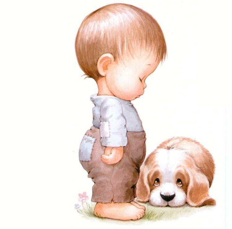 Hình Vẽ Người Cute Cậu Bé đáng Yêu Và Chú Cún