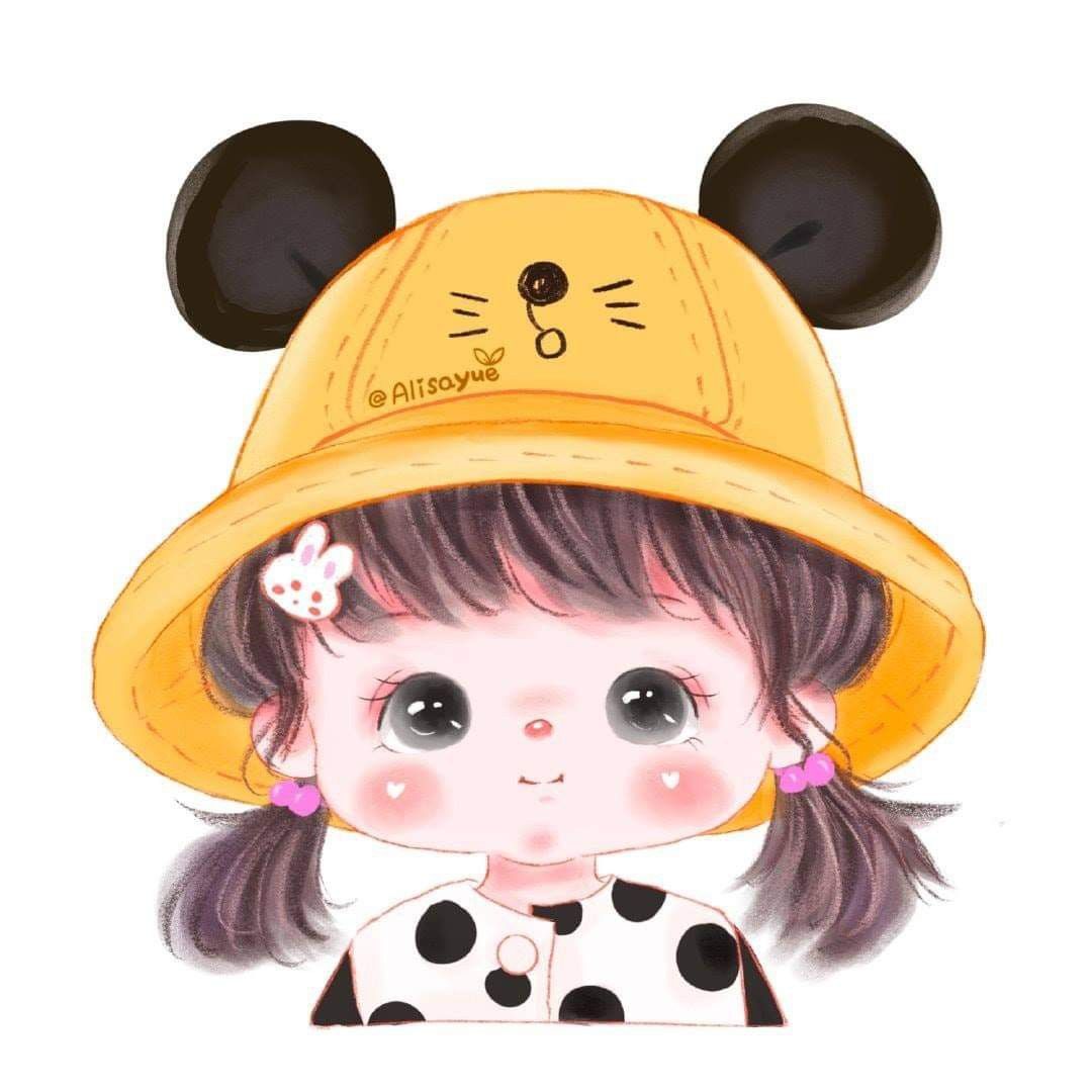 Hình Vẽ Người Cute Chibi Bé Gái đội Mũ Dễ Thương