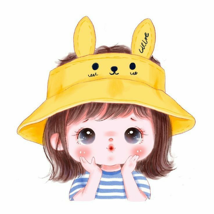 Hình Vẽ Người Cute Chibi Bé Gái đội Mũ Vàng Xinh Xắn