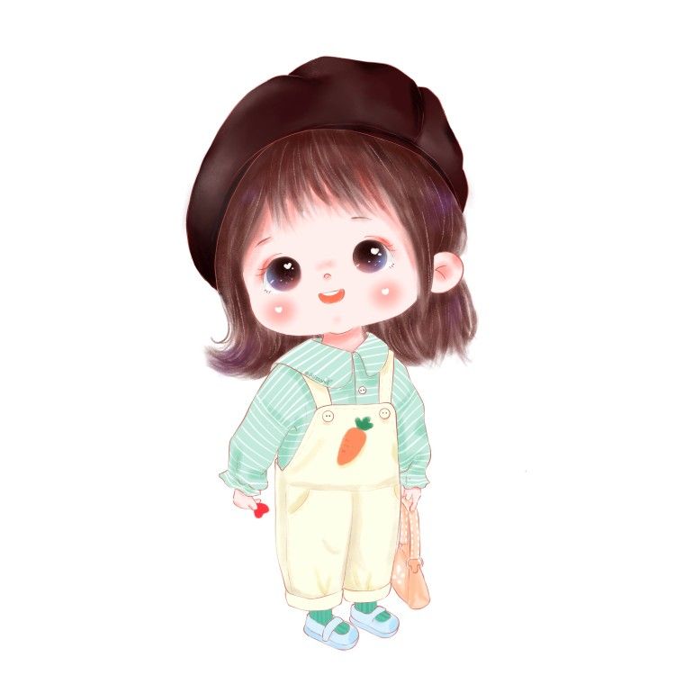 Hình Vẽ Người Cute Chibi Cô Bé Mặc Yếm In Hình Cà Rốt