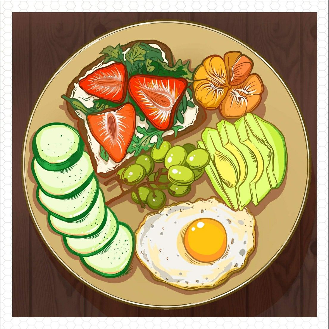 Những Hình Vẽ Cute đơn Giản đồ ăn Bữa Sáng Ngon Miệng