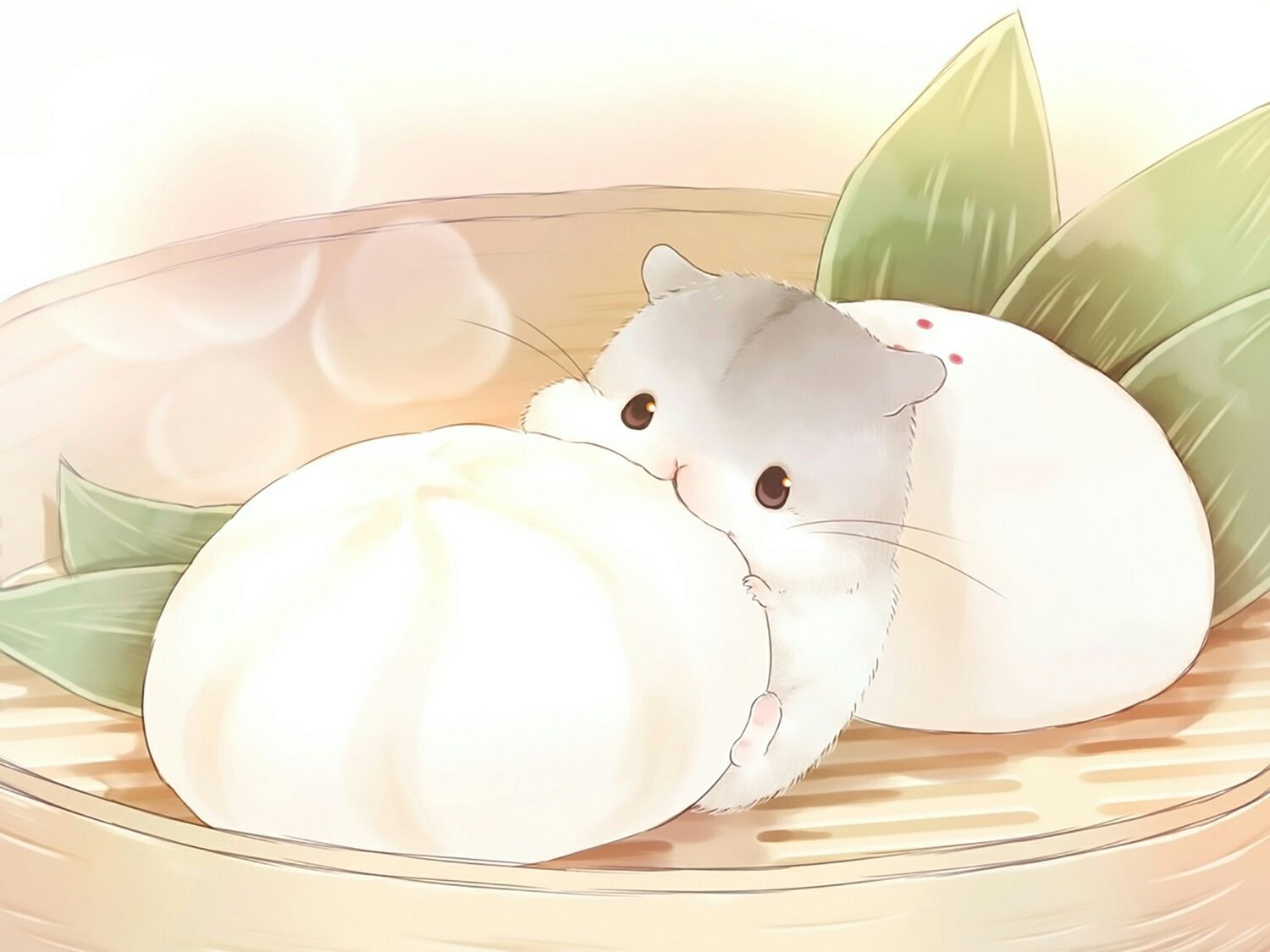 Những Hình Vẽ Cute đơn Giản đồ ăn Mèo Trắng ăn Bánh Bao