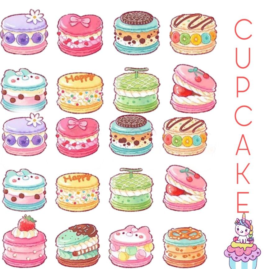 Những Hình Vẽ Cute đơn Giản đồ ăn Những Chiếc Cupcake Ngọt Ngào