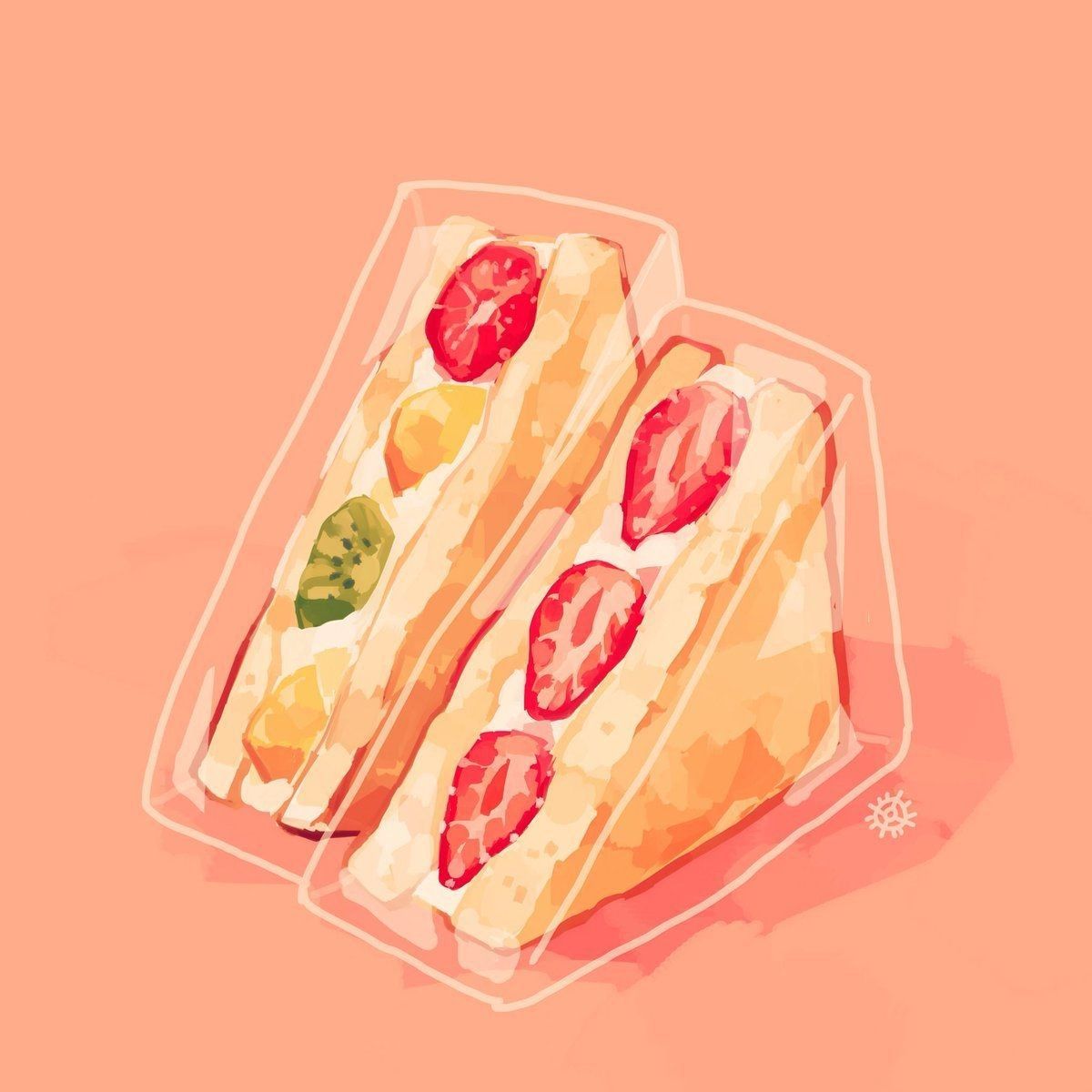 Những Hình Vẽ Cute đơn Giản đồ ăn Những Miếng Bánh Kem Hoa Quả