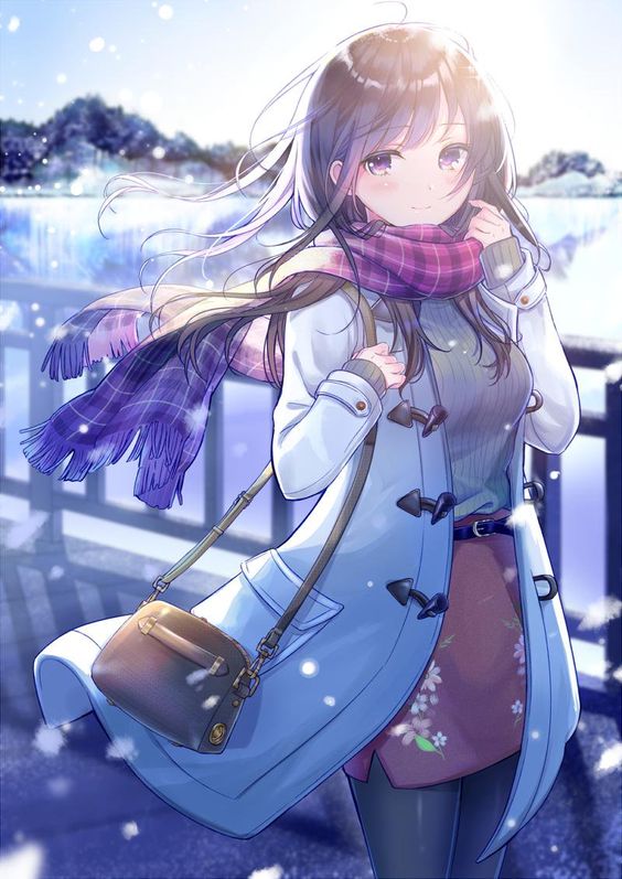 Tải ảnh Anime Nữ Cute ấm áp Dưới Trời đông