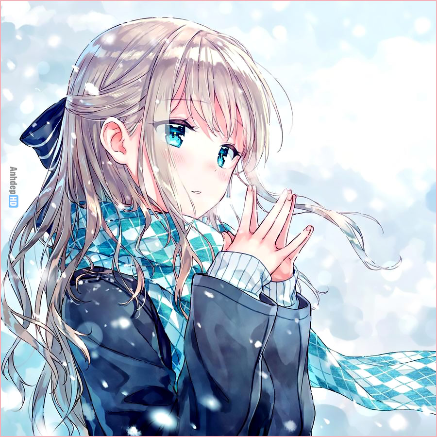 Tải ảnh Anime Nữ Cute Dưới Trời Mưa Tuyết Trắng