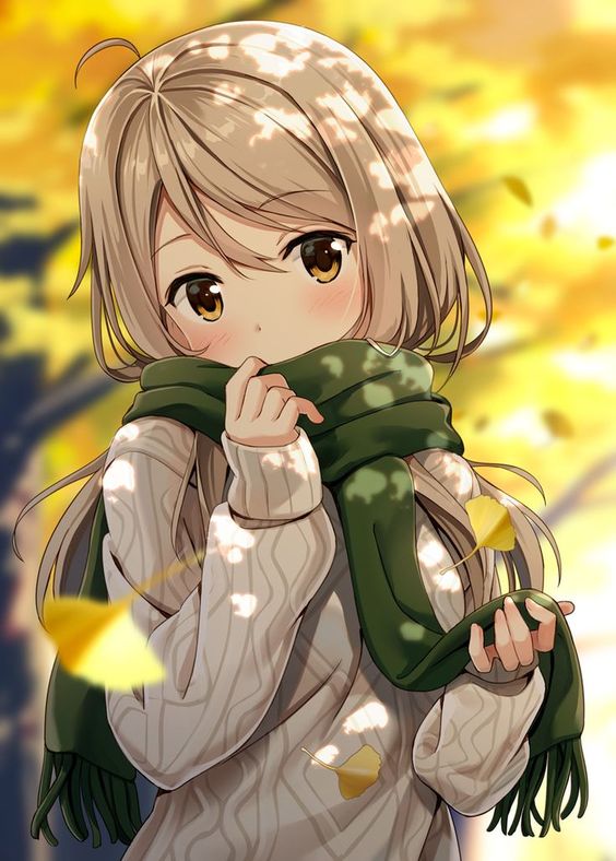 Tải ảnh Anime Nữ Cute Quàng Khăn Len ấm áp