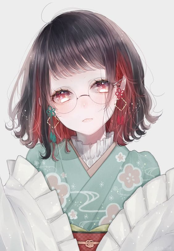ảnh Anime Ngầu Và Lạnh Lùng Nữ Mặc Kimono Tóc Ngắn