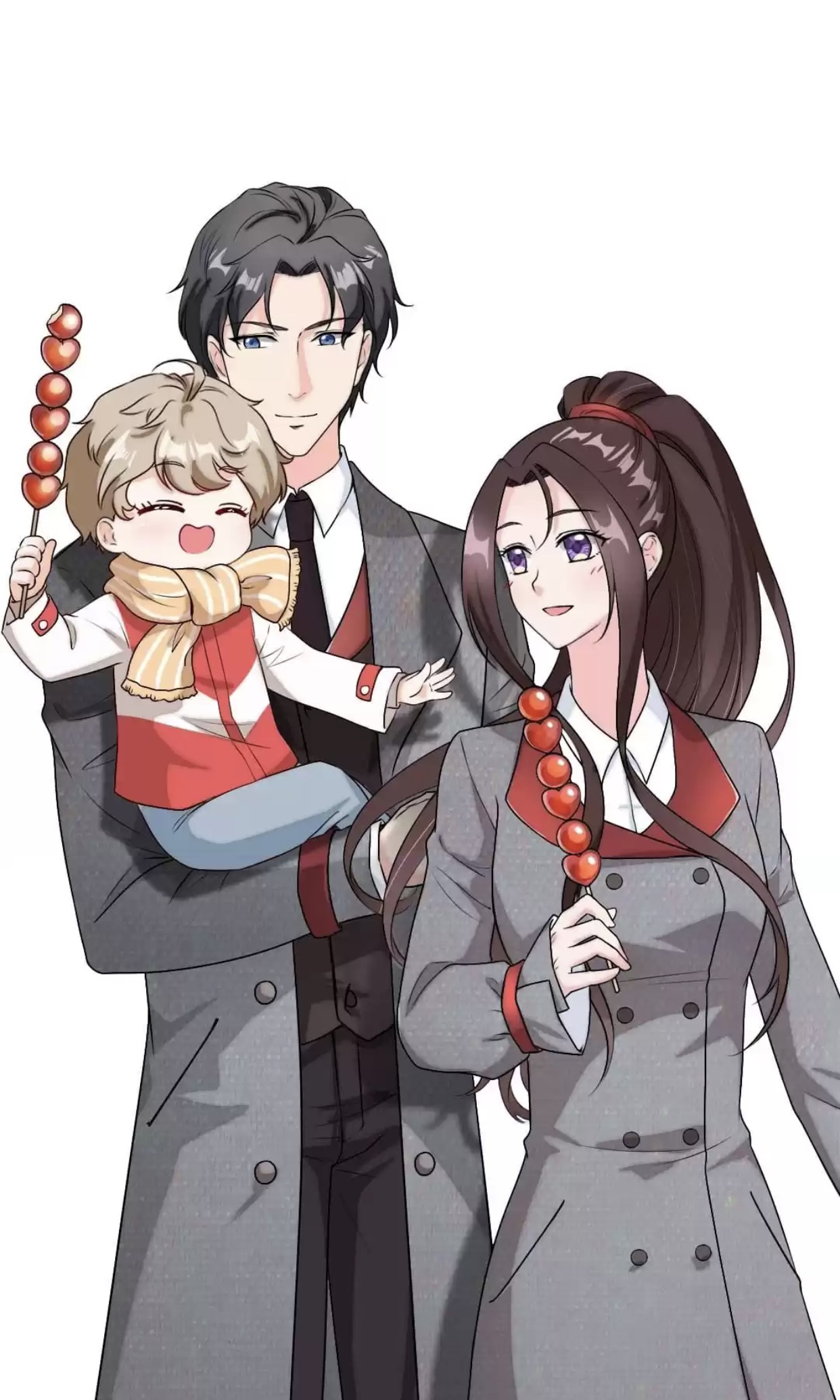 ảnh Gia đình Anime Chibi Cùng ăn Kẹo Hồ Lô đáng Yêu