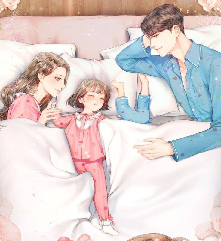 ảnh Gia đình Anime Chibi Mặc Pijama Dễ Thương