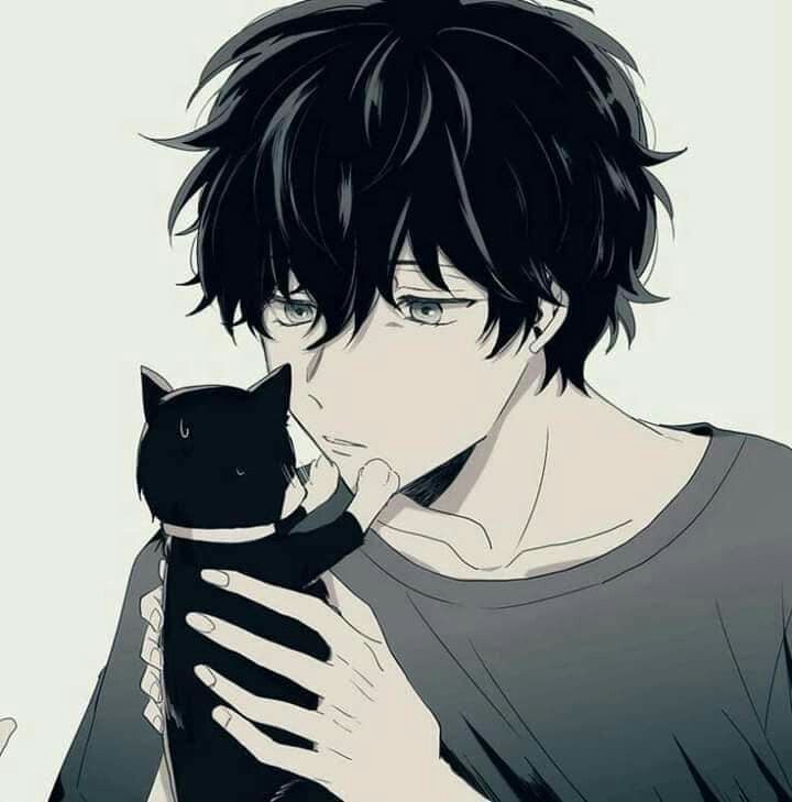 Hình Nền Anime Ngầu Chàng Trai Bên Chú Mèo đen
