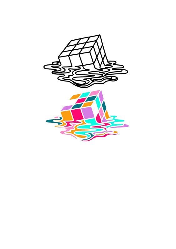2 Khối Rubik đen Và Màu Sắc đang Tan Chảy ảnh Khối Rubik (29)