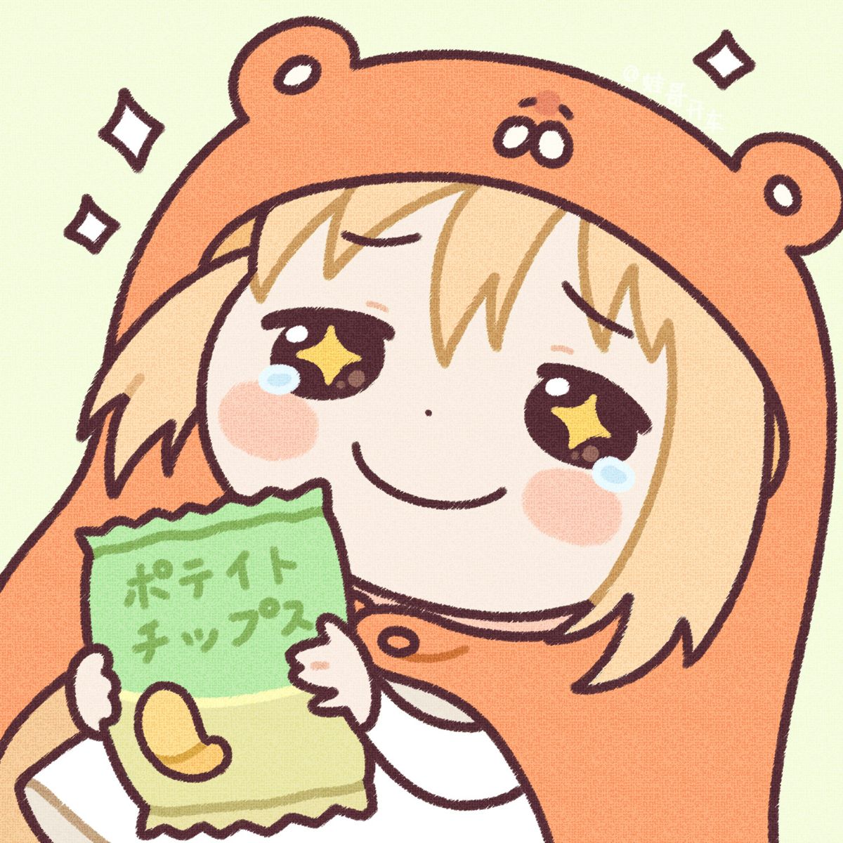Hình ảnh Anime Umaru Cầm Gói Bánh Vẻ Mặt Vui Vẻ