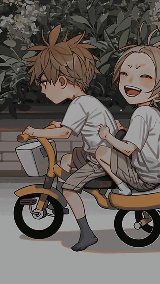 Hình ảnh Tình Anh Em Chất Anime Chibi đôi Bạn đèo Nhau Trên Xe đạp