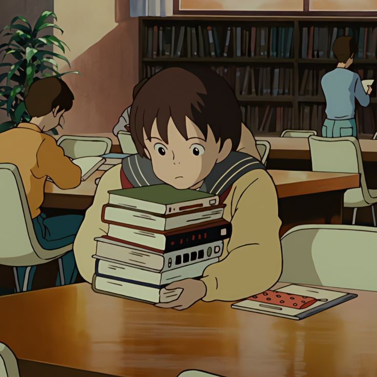 Anime Cậu Bạn Bê Chồng Sách Trong Thư Viện ảnh Học Tập đẹp (7)
