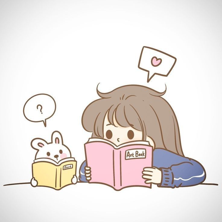Chibi Cô Bạn Và Thỏ Trắng Cùng đọc Sách ảnh Học Bài Cute (23)