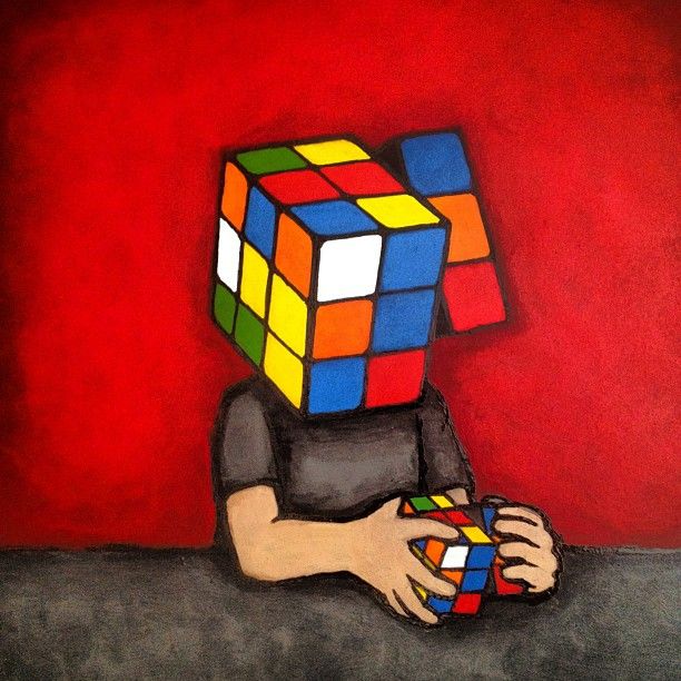 Tranh Vẽ Người đội Mặt Nạ Khối Rubik ảnh Rubik đẹp (30)